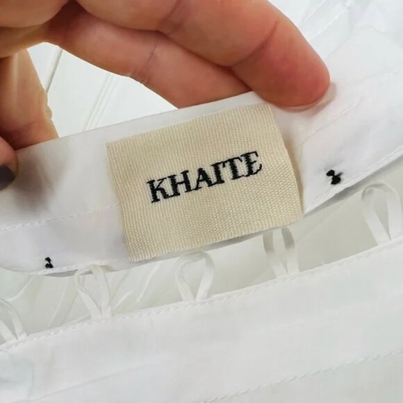 Khaite Women's White Wes Pleated Cotton Poplin Dress Size 12  Sleeveless - Picture 10 of 12